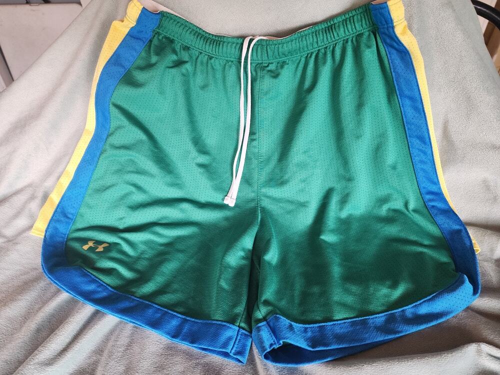 Unique Under Armour Women's Play Up Mesh Shorts Green Blue Yellow Size Small